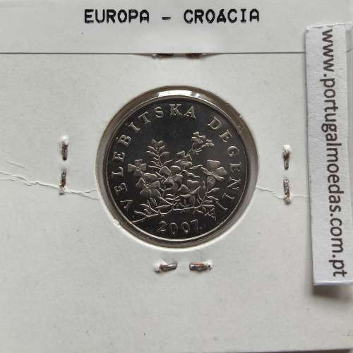 Croácia 50 Lipa 2007 Aço-Niquel, World Coins Croatia KM 8, coin of 50 Lipa 2007 Nickel plated steel