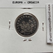 Croácia 50 Lipa 2007 Aço-Niquel, World Coins Croatia KM 8, coin of 50 Lipa 2007 Nickel plated steel