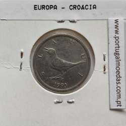 Croácia 1 Kuna 1993 Zinco cupro niquel, World Coins Croatia KM 9.1, coin of 1 Kuna 1993 Zinc cupro nickel