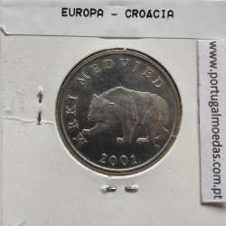 Croácia 5 Kuna 2001 Zinco cupro niquel, World Coins Croatia KM 11, coin of 5 Kuna 2001 Zinc cupro nickel