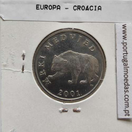 Croácia 5 Kuna 2001 Zinco cupro niquel, World Coins Croatia KM 11, coin of 5 Kuna 2001 Zinc cupro nickel