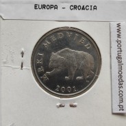 Croácia 5 Kuna 2001 Zinco cupro niquel, World Coins Croatia KM 11, coin of 5 Kuna 2001 Zinc cupro nickel