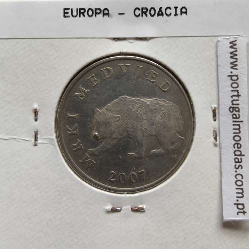 Croácia 5 Kuna 2007 Zinco cupro niquel, World Coins Croatia KM 11, coin of 5 Kuna 2007 Zinc cupro nickel