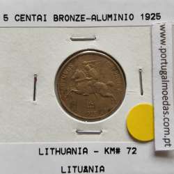 Lituânia 5 Centai 1925 Bronze Alumínio, World Coins Lithuania KM 72, coin of 5 centai 1925 Aluminium-bronze