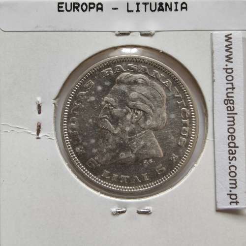 Lituânia 5 Litai 1936 Prata, World Coins Lithuania KM 82, coin of 5 litai 1936 Silver