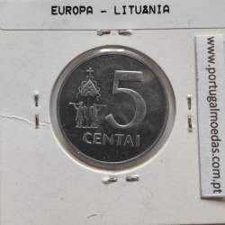 Lituânia 5 Centai 1991 Aluminío, World Coins Lithuania KM 87, coin of 5 centai 1991 Aluminium