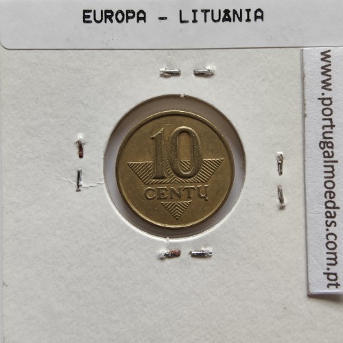 Lituânia 10 Centu 1997 Latão, World Coins Lithuania KM 106, coin of 10 centu 1997 Brass