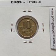Lituânia 10 Centu 1997 Latão, World Coins Lithuania KM 106, coin of 10 centu 1997 Brass
