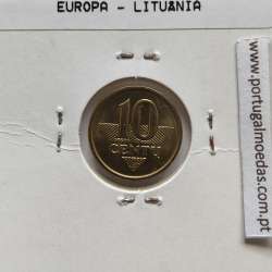 Lituânia 10 Centu 1998 Latão, World Coins Lithuania KM 106, coin of 10 centu 1998 Brass