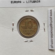 Lituânia 10 Centu 1998 Latão, World Coins Lithuania KM 106, coin of 10 centu 1998 Brass