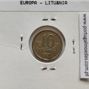 Lituânia 10 Centu 1999 Latão, World Coins Lithuania KM 106, coin of 10 centu 1999 Brass