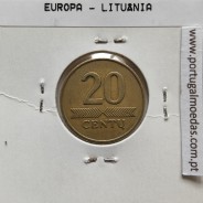 Lituânia 20 Centu 1997 Latão, World Coins Lithuania KM 107, coin of 10 centu 1997 Brass
