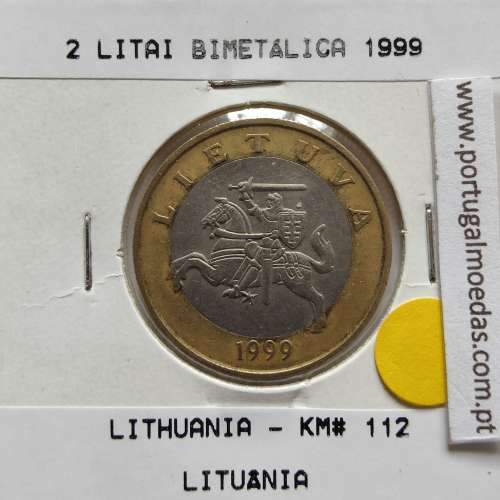Lituânia 2 LitaI 1999 Bimetálica, World Coins Lithuania KM 112, coin of 2 Litai 1999 Bimetallic