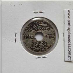Egito 5 milésimos 1916 - 1335 Cupro-Niquel,  Egypt coin of 5 milliemes 1916 - 1335 Copper-Nickel, World Coins Egypt KM 315