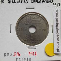 Egito 10 milésimos 1917 - 1335 Cupro-Niquel,  Egypt coin of 10 milliemes 1917 - 1335 Copper-Nickel, World Coins Egypt KM 316