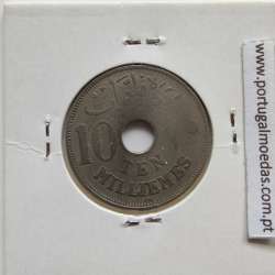 Egito 10 milésimos 1917 - 1335 Cupro-Niquel,  Egypt coin of 10 milliemes 1917 - 1335 Copper-Nickel, World Coins Egypt KM 316