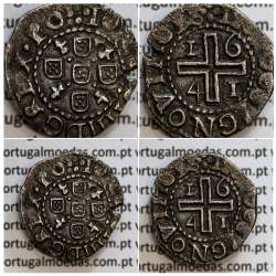 Meio Tostão prata 1641 de D. João IV, Inédito, no anverso pontos por baixo da Flor de Lis, ✤IOANNES IIII DG REX.PO, Muito Rara