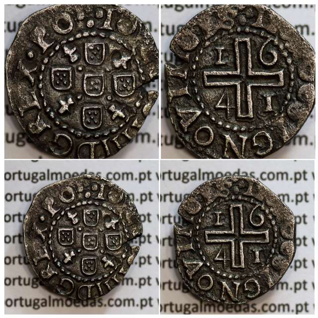 Silver coin, Half Tostão 1641 by D. João IV, Unpublished, on the obverse dots below the Flower of Liz, ✤IOANNES IIII DG REX.PO