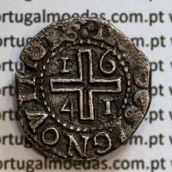 Meio Tostão prata 1641 de D. João IV, Inédito, no anverso pontos por baixo da Flor de Lis, ✤IOANNES IIII DG REX.PO, Muito Rara