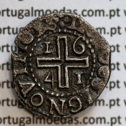 Meio Tostão prata 1641 de D. João IV, Inédito, no anverso pontos por baixo da Flor de Lis, ✤IOANNES IIII DG REX.PO, Muito Rara
