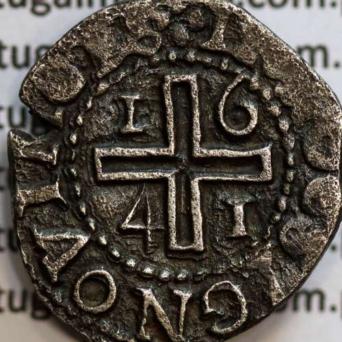 Meio Tostão prata 1641 de D. João IV, Inédito, no anverso pontos por baixo da Flor de Lis, ✤IOANNES IIII DG REX.PO, Muito Rara