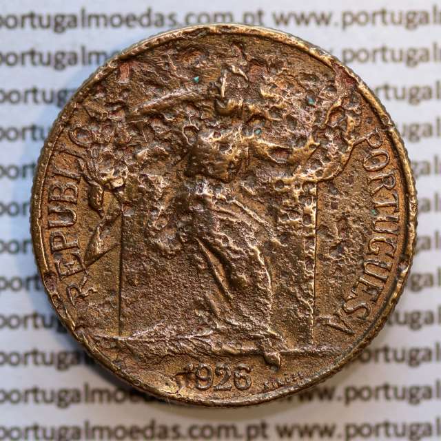 1 Escudo 1926 Bronze-Alumínio, 1$00 1926 Alumínio-Bronze Republica Portuguesa, (REG), World Coins Portugal  KM 576