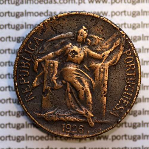 1 Escudo 1926 Bronze-Alumínio, 1$00 1926 Alumínio-Bronze Republica Portuguesa, (BC+), World Coins Portugal  KM 576