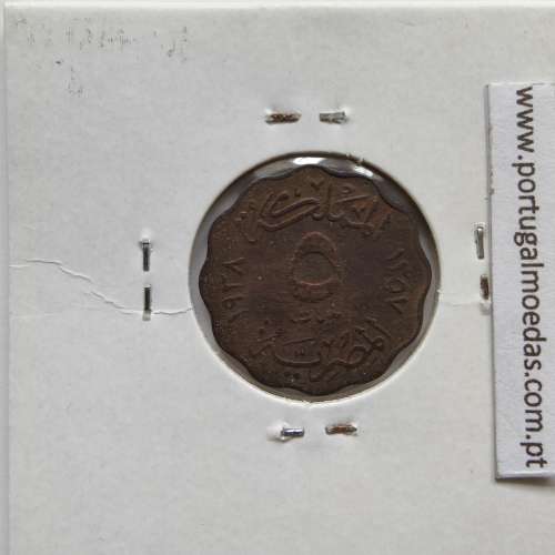 Egito 5 milésimos 1938 - 1357 Bronze,  Egypt coin of 5 milliemes 1938 - 1357 Bronze, World Coins Egypt KM 360