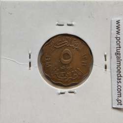 Egito 5 milésimos 1943 - 1362 Bronze,  Egypt coin of 5 milliemes 1943 - 1362 Bronze, World Coins Egypt KM 360