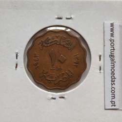 Egito 10 milésimos 1943 - 1362 Bronze,  Egypt coin of 10 milliemes 1943 - 1362 Bronze, World Coins Egypt KM 361
