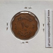 Egito 10 milésimos 1943 - 1362 Bronze,  Egypt coin of 10 milliemes 1943 - 1362 Bronze, World Coins Egypt KM 361