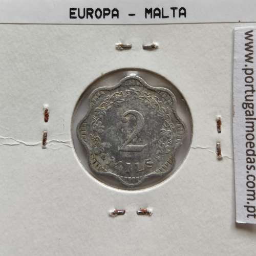 Malta 2 mils 1972 Alumínio, World Coins Malta KM 5, coin of 2 mils 1972 Aluminium