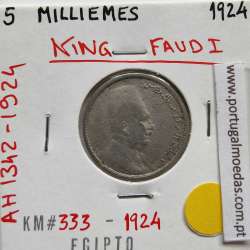 Egito 5 milésimos 1924 - 1342 Cupro-Niquel,  Egypt coin of 5 milliemes 1924 - 1342 Copper-Nickel, World Coins Egypt KM 333