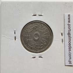 Egito 5 milésimos 1924 - 1342 Cupro-Niquel,  Egypt coin of 5 milliemes 1924 - 1342 Copper-Nickel, World Coins Egypt KM 333