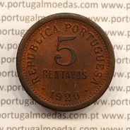 Portugal, coin of 5 centavos 1920 Bronze, $05 centavos 1920 Portuguese Republic, (XF), World Coins Portugal KM 569