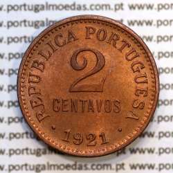 Portugal, coin of 2 centavos 1921 Bronze, $02 centavos 1921 Portuguese Republic, (UNC), World Coins Portugal KM 568