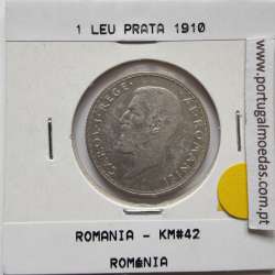 Roménia 1 Leu 1910 prata, World Coins Romania KM 42, coin of 1 leu 1910 Silver
