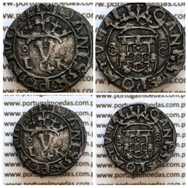 Portugal silver coin Vintém of  D. João III 1521-1557, 20 reais, "LyR", Legend: ⵘ IOANES•3•R:PORTVGALI / ⵘ IOANES•3•R:PORTVGALI