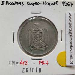 Egito 5 Piastras 1967 - 1387 Cupro-Niquel,  Egypt coin of 5 piastres 1967 - 1387 Copper-Nickel, World Coins Egypt KM 412
