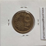 Egito 5 Piastras 1984 - 1404 Bronze-Aluminio,  Egypt coin of 5 piastres 1984 - 1404 Aluminium-bronze, World Coins Egypt KM 622.1