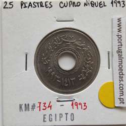 Egito 25 Piastras 1993 - 1413 Cupro-Niquel,  Egypt coin of 25 piastres 1993 - 1413 Copper-Nickel, World Coins Egypt KM 734