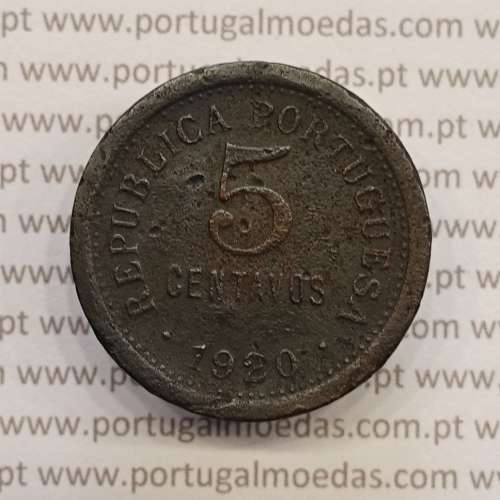 5 centavos 1920 Bronze, $05 centavos 1920 Republica Portuguesa, (BC), World Coins Portugal  KM 569