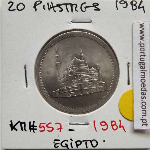 Egito 20 Piastras 1984 - 1404 Cupro-Niquel,  Egypt coin of 20 piastres 1984 - 1404 Copper-Nickel, World Coins Egypt KM 557