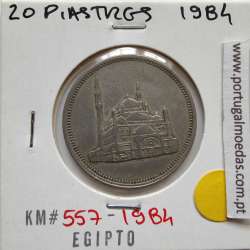 Egito 20 Piastras 1984 - 1404 Cupro-Niquel,  Egypt coin of 20 piastres 1984 - 1404 Copper-Nickel, World Coins Egypt KM 557