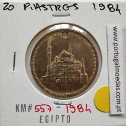 Egito 20 Piastras 1984 - 1404 Cupro-Niquel,  Egypt coin of 20 piastres 1984 - 1404 Copper-Nickel, World Coins Egypt KM 557