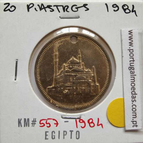 Egito 20 Piastras 1984 - 1404 Cupro-Niquel,  Egypt coin of 20 piastres 1984 - 1404 Copper-Nickel, World Coins Egypt KM 557