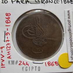 Egito 20 Para 1868 - 1277 Bronze,  Egypt coin of 20 Para 1868 - 1277 Bronze, World Coins Egypt KM 244