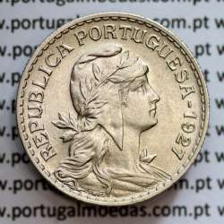 1 Escudo 1927 Alpaca, 1$00 1927 alpaca Republica Portuguesa, (Bela-), World Coins Portugal  KM 578