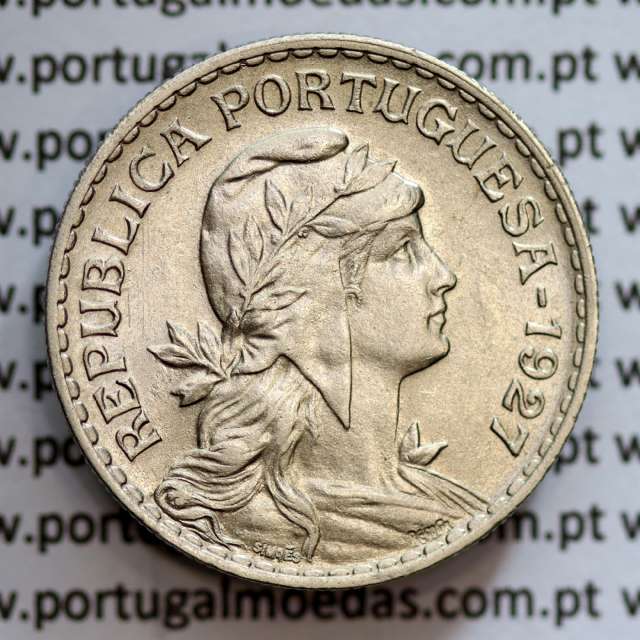 Portugal, coin of 1 Escudo 1927 Alpaca of the Portuguese Republic, (XF/AU), World Coins Portugal KM 578