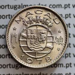 Macau 50 Avos 1978 Cuproníquel , Macao Portuguese Colony 50 avos 1978, (Soberba), Ex-Colónia Macau, World Coins Macao KM 9